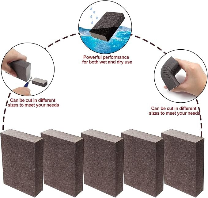 KUNMI® Wet Dry Sanding Sponge Foam Sandpaper Block Washable
