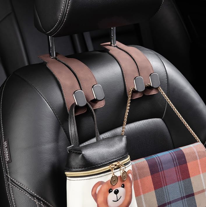 2-in-1 Premium-Leder-Kopfstützenhalter für Autos mit Metallhaken (1 Paar)