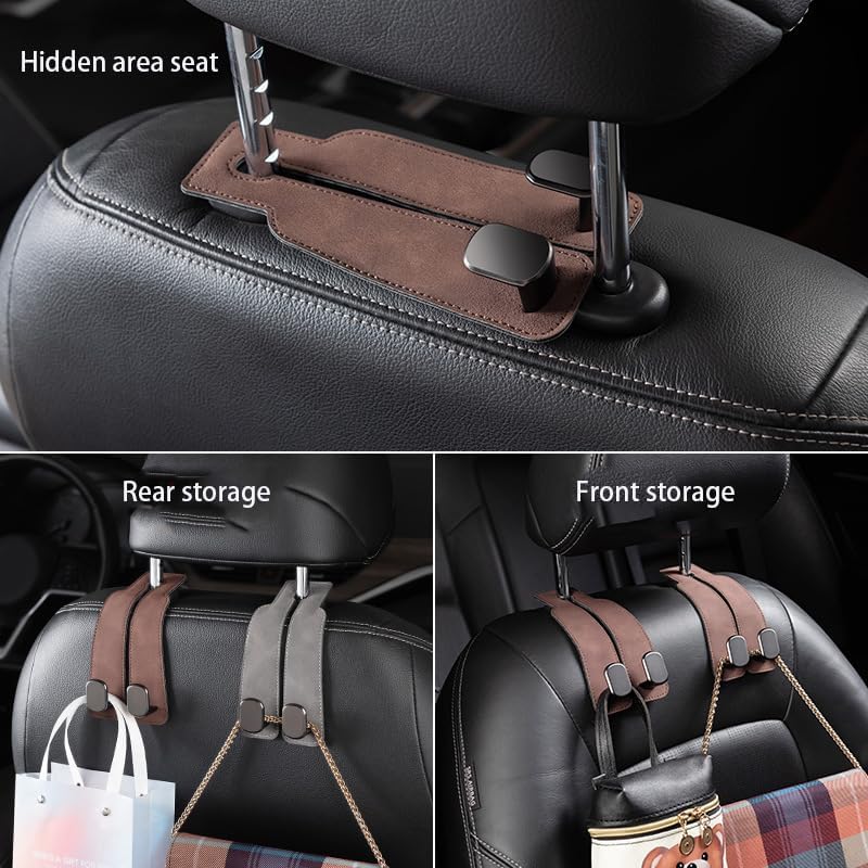 2-in-1 Premium-Leder-Kopfstützenhalter für Autos mit Metallhaken (1 Paar)