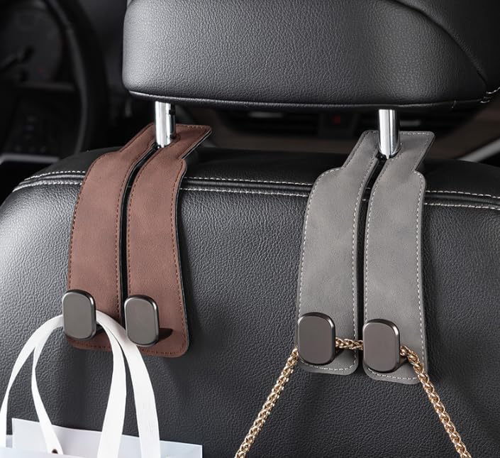 2-in-1 Premium-Leder-Kopfstützenhalter für Autos mit Metallhaken (1 Paar)