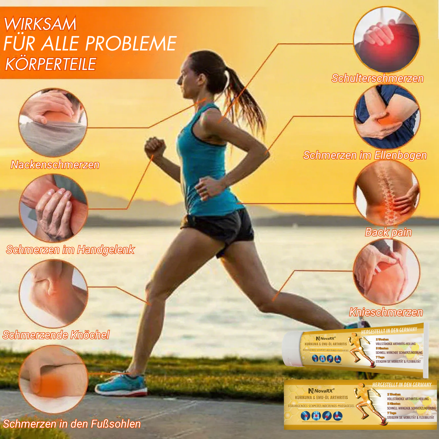 NovaRX® Kurkuma & Emu-Öl Arthritis-beruhigendes Schmerzlinderungs-Massagegel