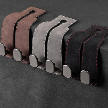2-in-1 Premium-Leder-Kopfstützenhalter für Autos mit Metallhaken (1 Paar)