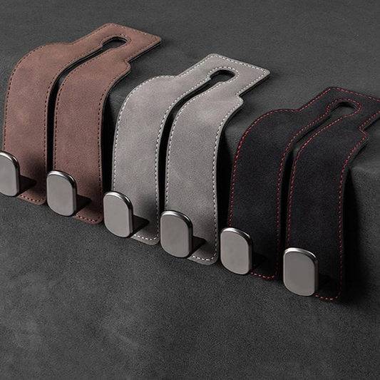 2-in-1 Premium-Leder-Kopfstützenhalter für Autos mit Metallhaken (1 Paar)